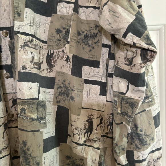 Vintage 90s Y2K Columbia Patchwork Graphic Deer Long-Sleeve Button-Down Shirt - Picture 6 of 15